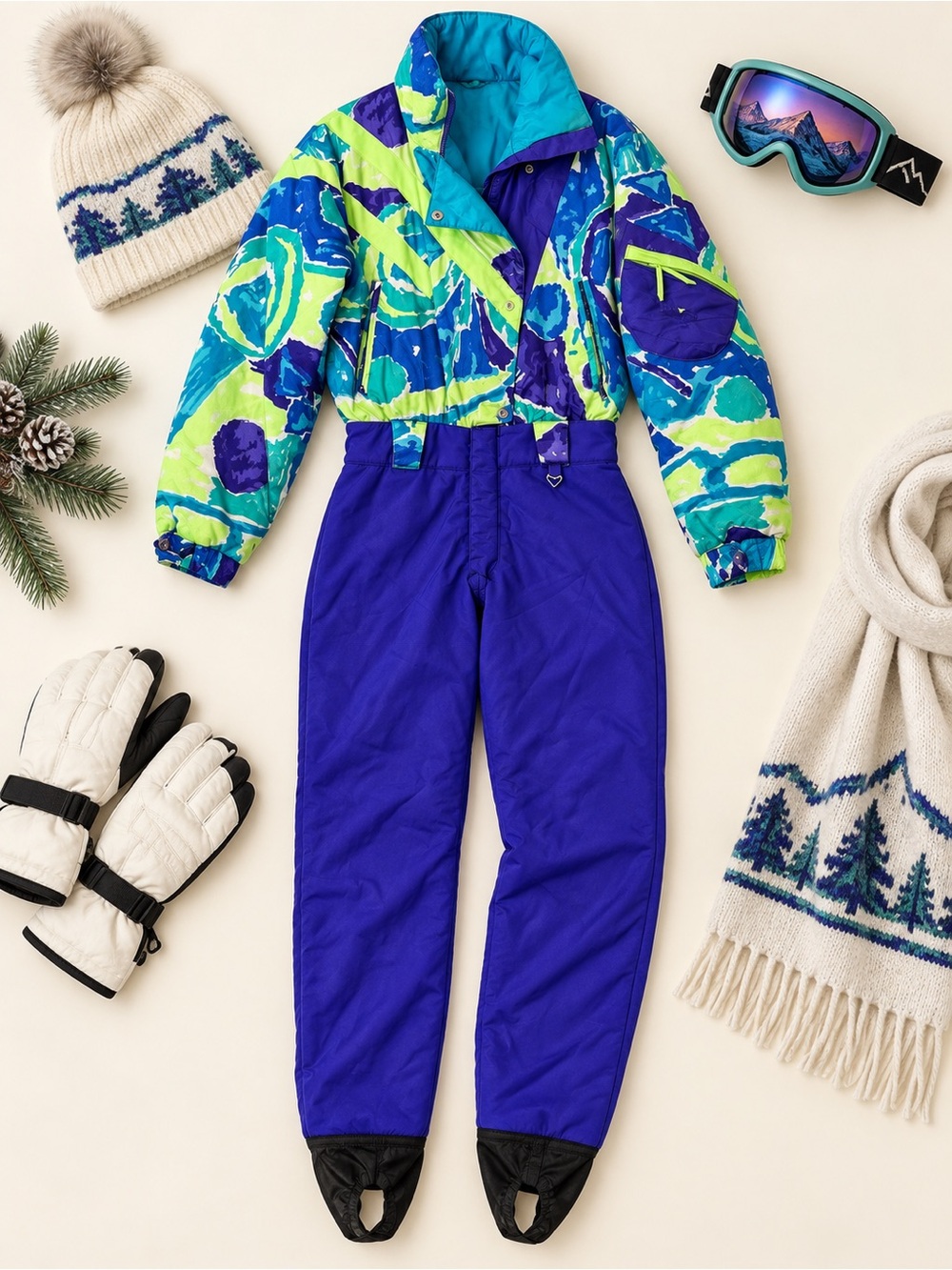 Vintage Obermeyer Sprint One Piece Ski Suit Women’s 10 Neon 80s 90s Snowsuit